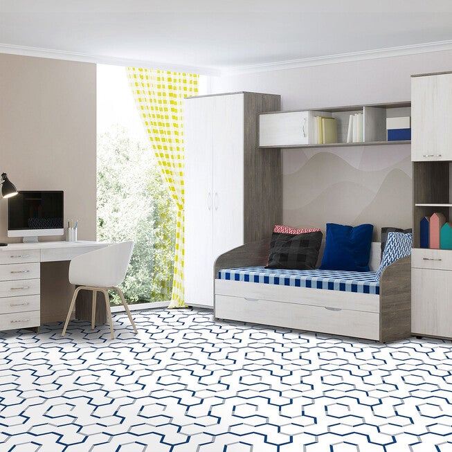 Retro 12x12 Self Adhesive Vinyl Floor Tile - Geo Puzzle - 20 Tiles/20 sq. ft., , on-hover image number null