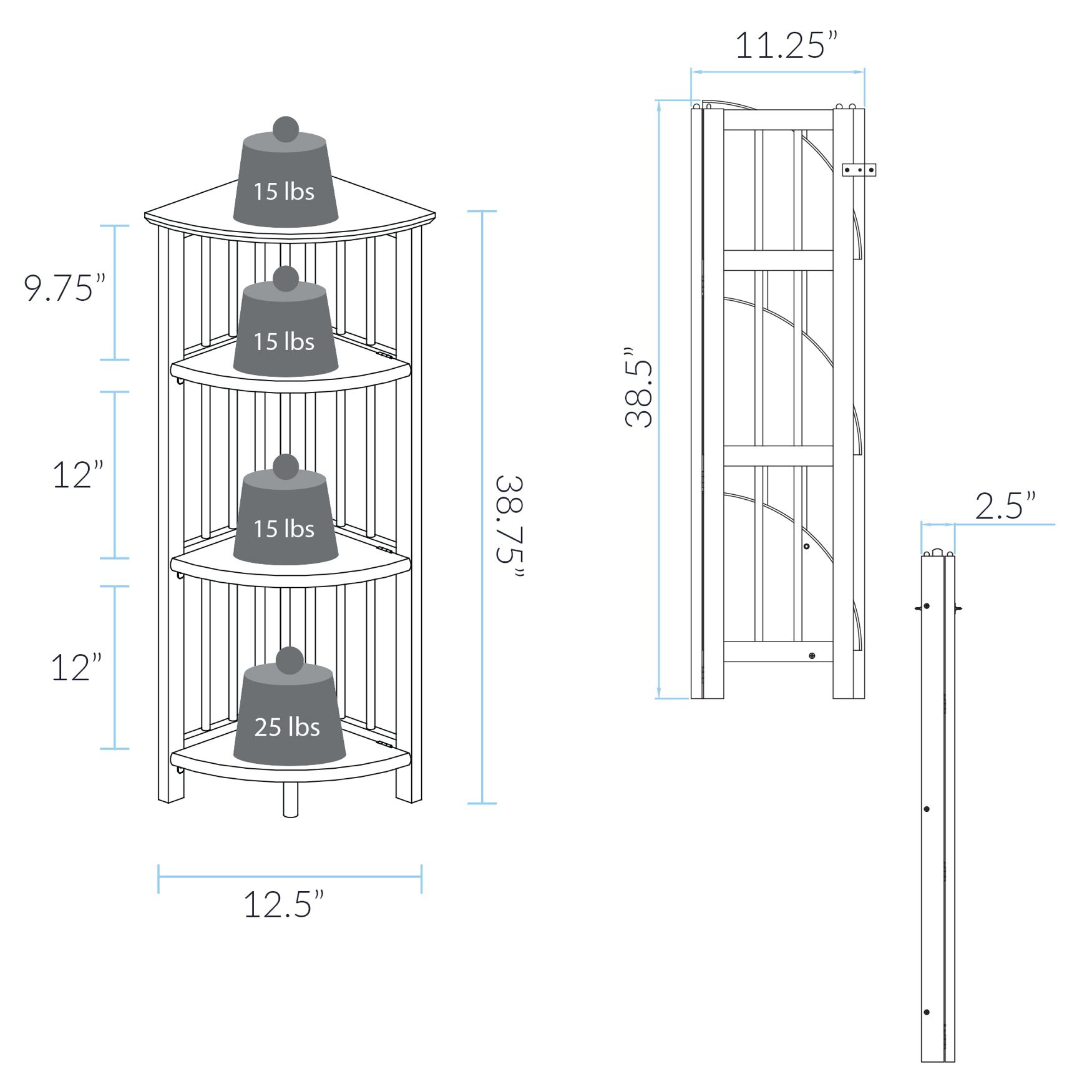 4-Shelf Corner Folding Bookcase - Truffle Brown, , alternate image number 6