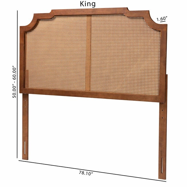 Fortuna Classic And Traditional Grey Fabric And Walnut Brown Finished Wood King Size Headboard, , alternate image number 7