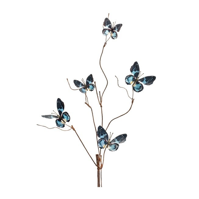 Blue and Black Wire Butterfly Spray (Set of 6), BLUE/BROWN, alternate image number 1