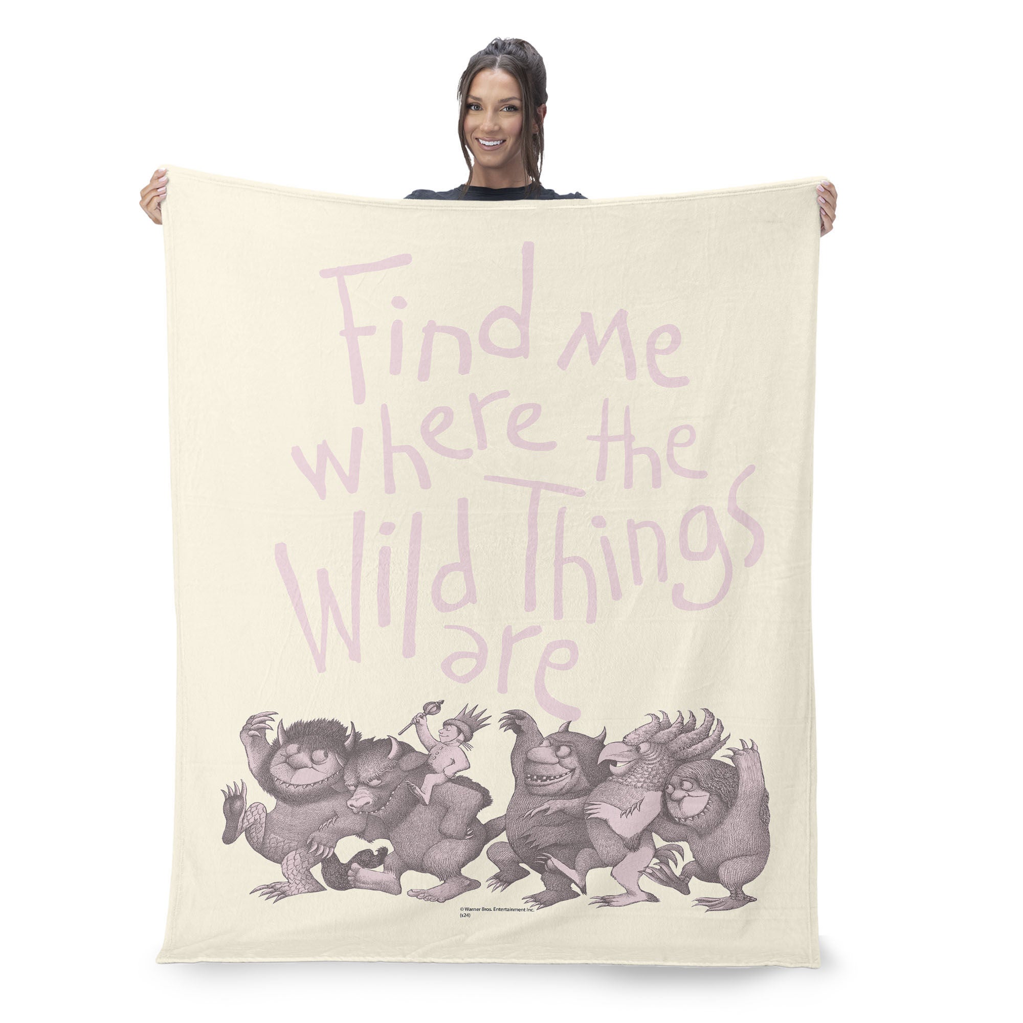 Warner Bros. Where the Wild Things Are Find Me Pink Silk Touch Throw Blanket 50x60 Inches, WILD THINGS, on-hover image number 1