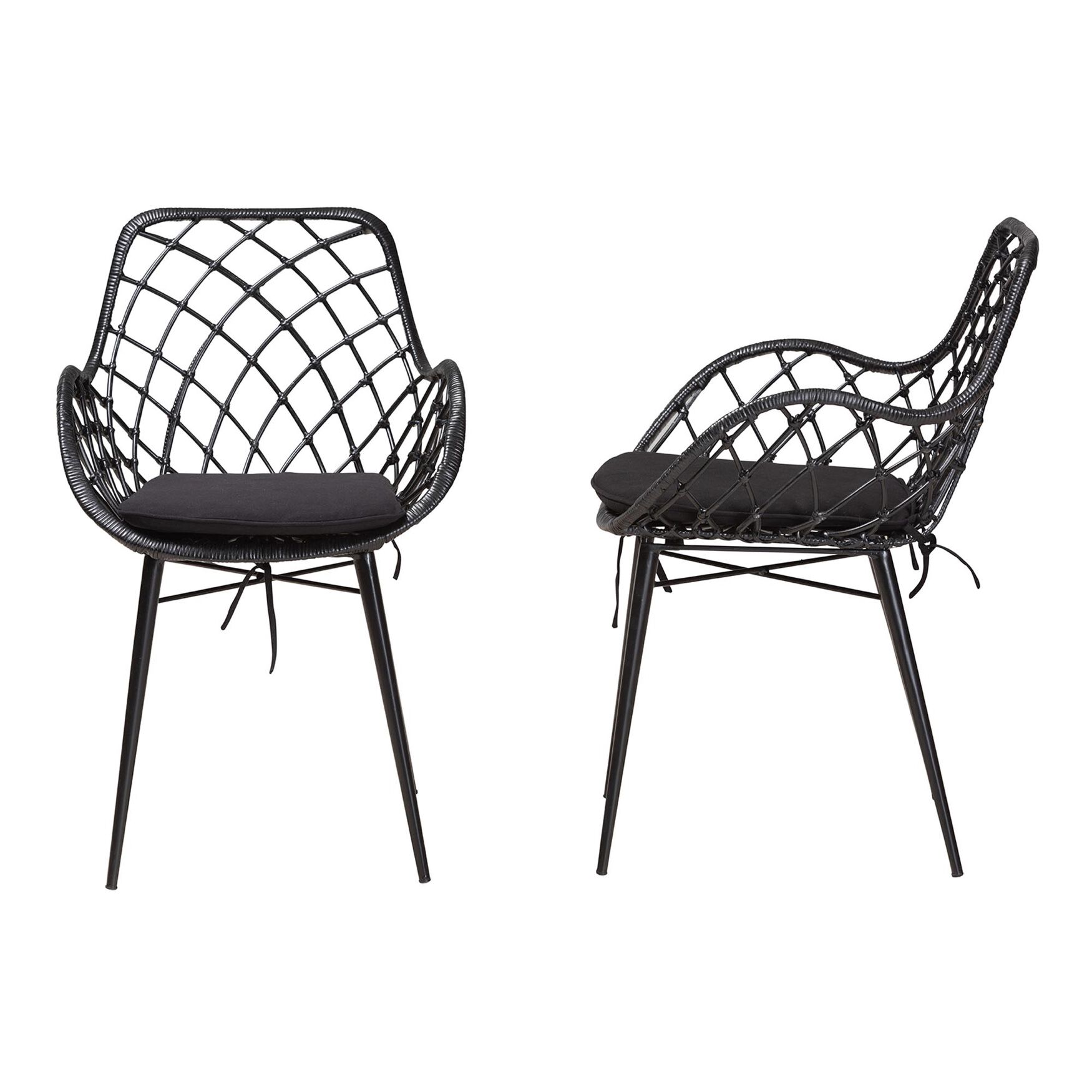 Ballerina Modern Bohemian Black Finished Rattan And Metal Dining Chair, , alternate image number 2