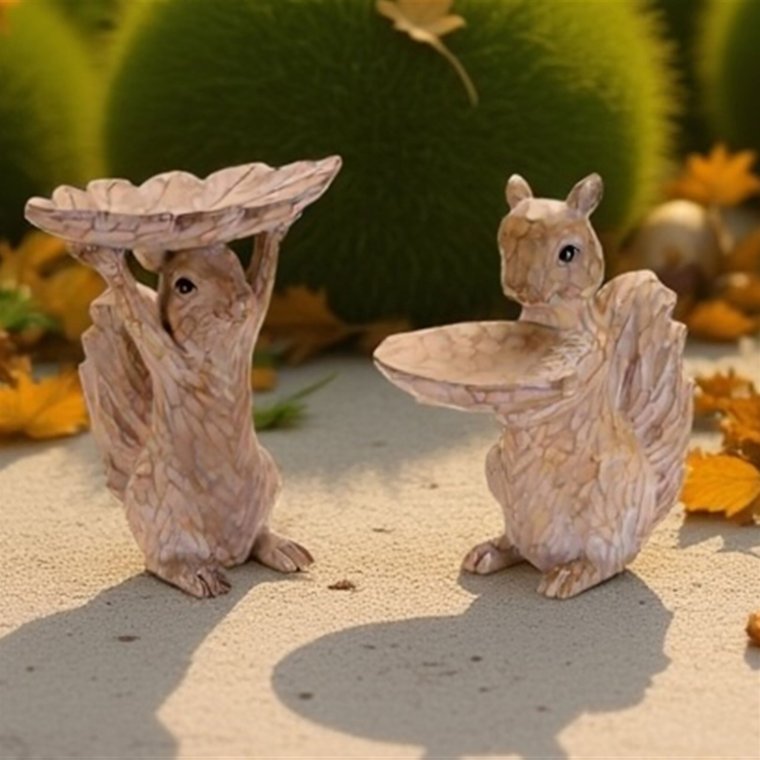Woodland Squirrel Resin Bird Feeder Set (Set of 2), BEIGE, alternate image number 6