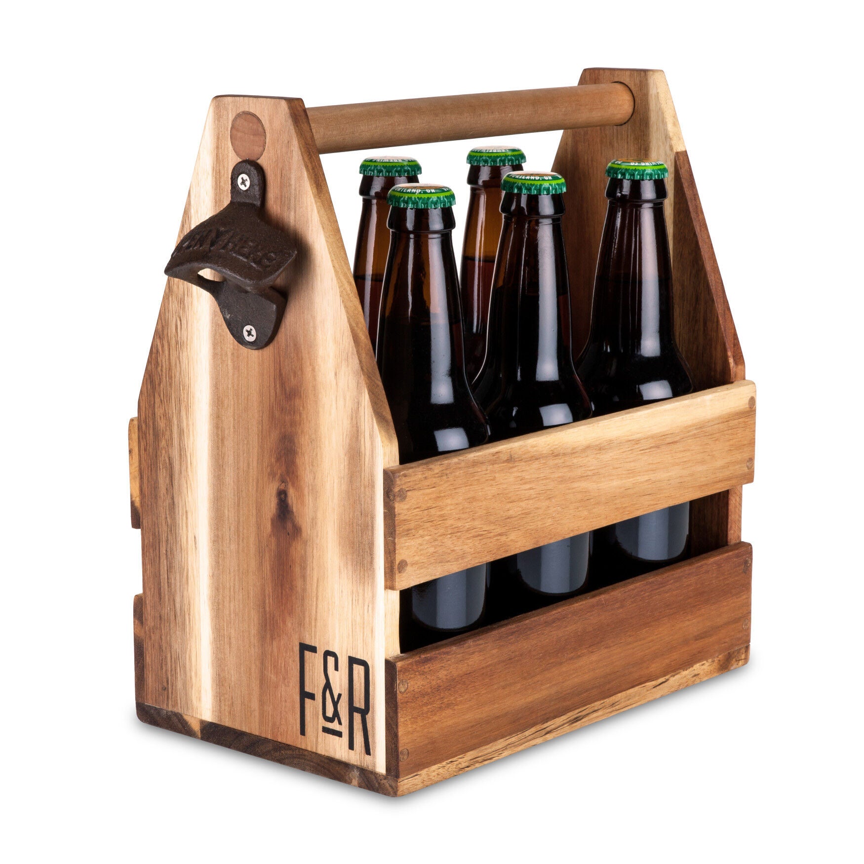Acacia Wood Beverage Caddy, WOOD, hi-res image number 0