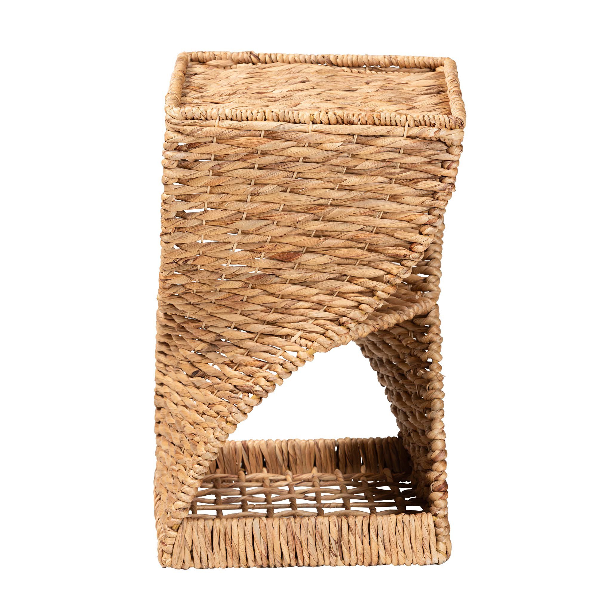 Pelleas Modern Bohemian Natural Brown Seagrass and Wood End Table, NATURAL BROWN, alternate image number 4