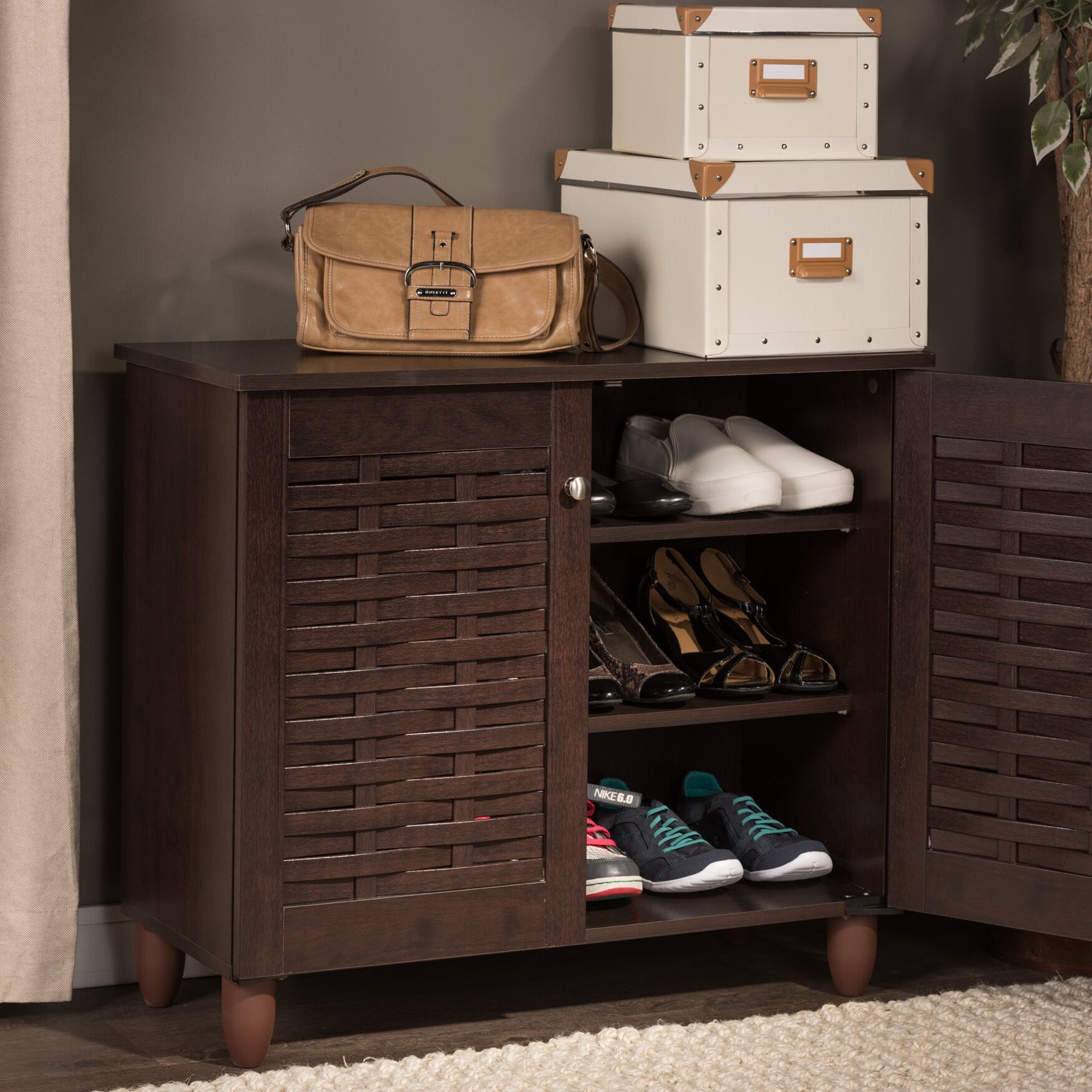 Winda 2-Door Wooden Entryway Shoes Storage Cabinet Furniture, , alternate image number 6
