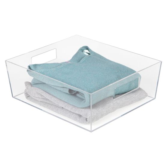 Clearly Chic Shallow Clear Storage Bins-Pantry, Kitchen Plastic Containers For Organizing Fridge, Drawers, Set Of 2, , alternate image number null