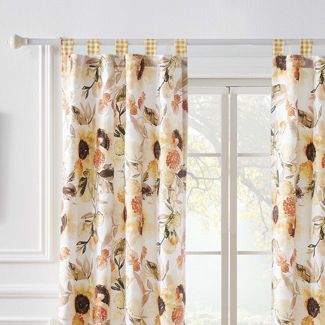 Somerset Ruffled Gingham Curtain Panels, Set Of 2 With Tiebacks, , alternate image number null