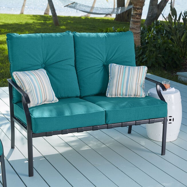 Grace Bay Deep Seating Loveseat, TEAL, hi-res image number 0