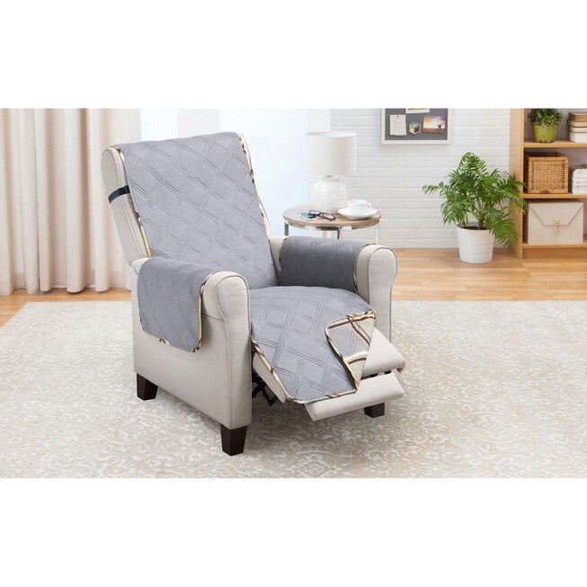 Printed Reversible Quilted Recliner Chair Protector, , alternate image number null