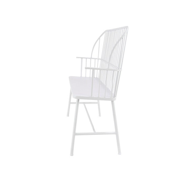 White Metal Farmhouse Bench, , alternate image number 2