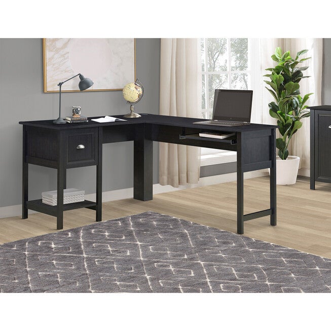 Saint Birch Ansel 56 Inches L-Desk With Keyborad Pullout Tray Writing Desk, , on-hover image number 1