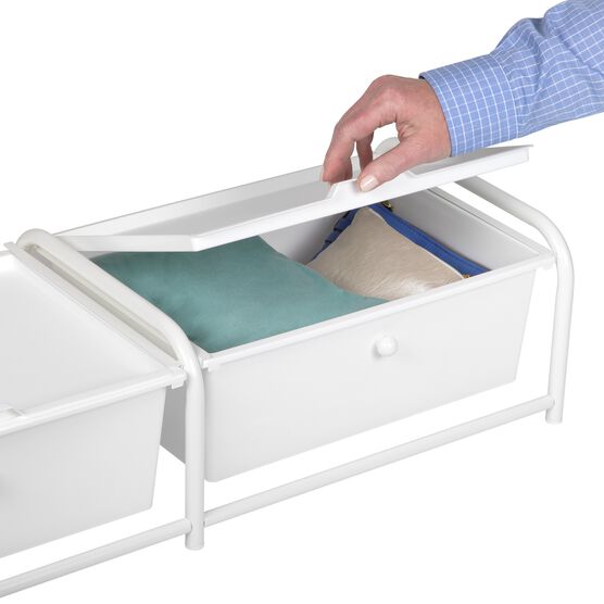 Metal Frame Underbed Storage With Lids, White, 3-Drawer, , alternate image number null
