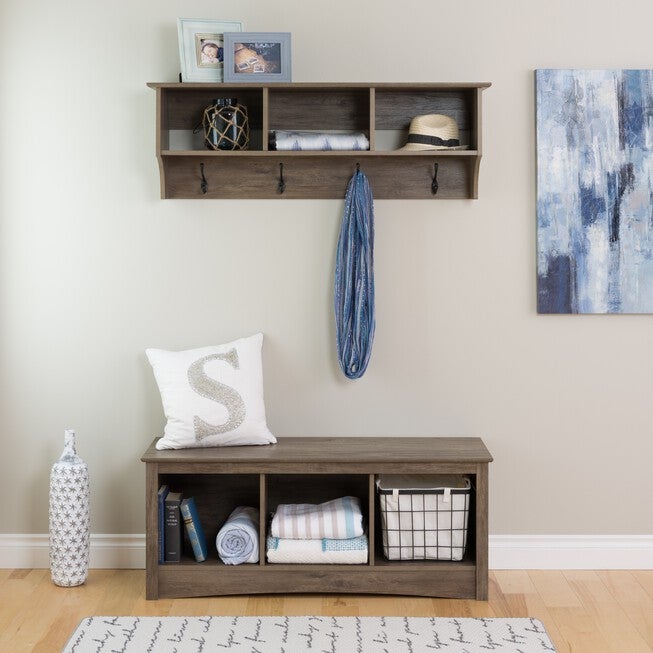 48 inches Wide Hanging Entryway Shelf Drifted Gray, , alternate image number 3