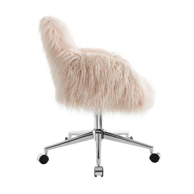 Dawson Faux Fur Barrell Office Chair Pnk, , alternate image number 2