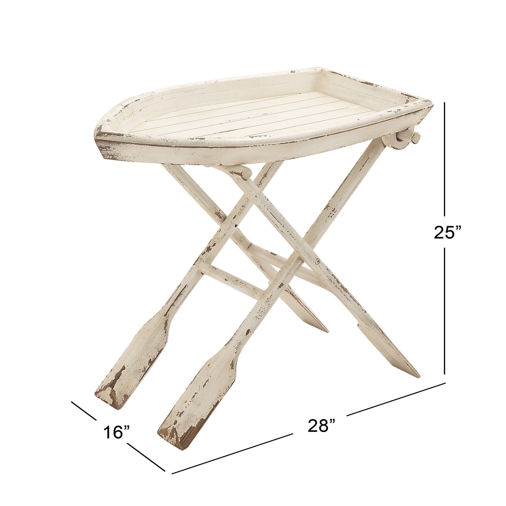 White Chinese Fir Coastal Accent Table, 25x28x16, , alternate image number 3