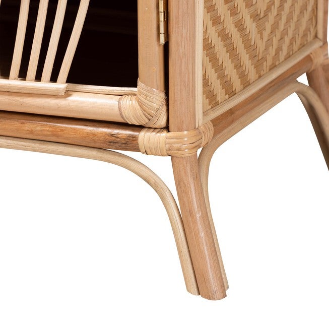 Danna Modern Bohemian Natural Brown Rattan Nightstand, , alternate image number null