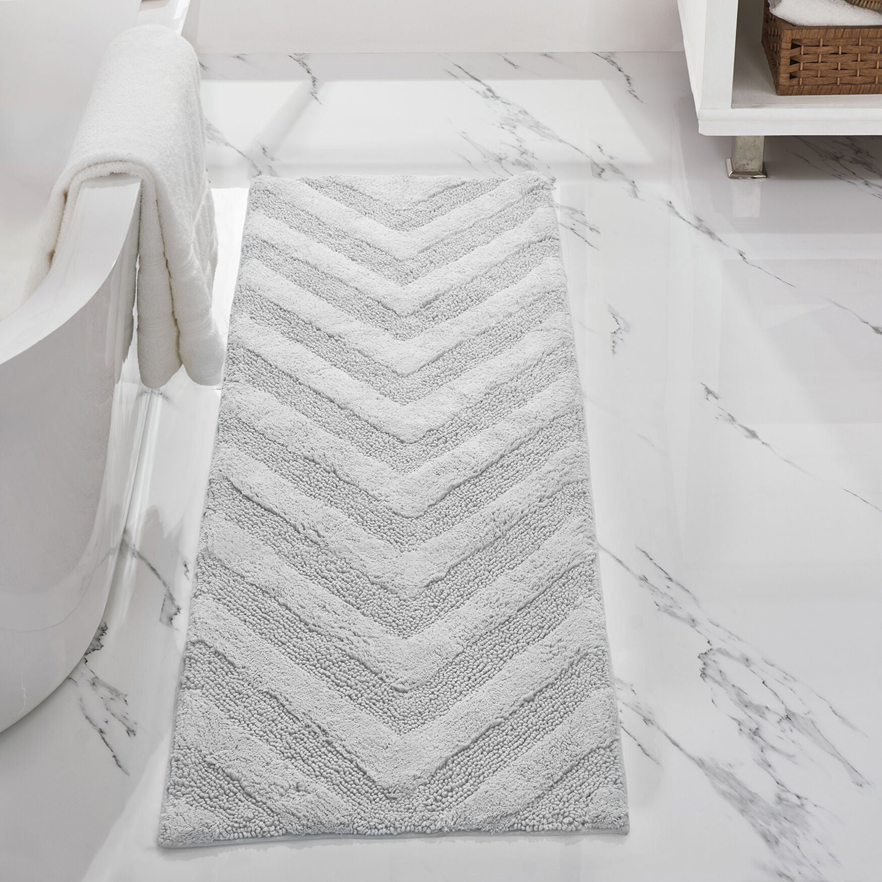 Hugo Collection 100% Cotton 20 inches X 60 inches Runner Bath Rug, WHITE, hi-res image number 0