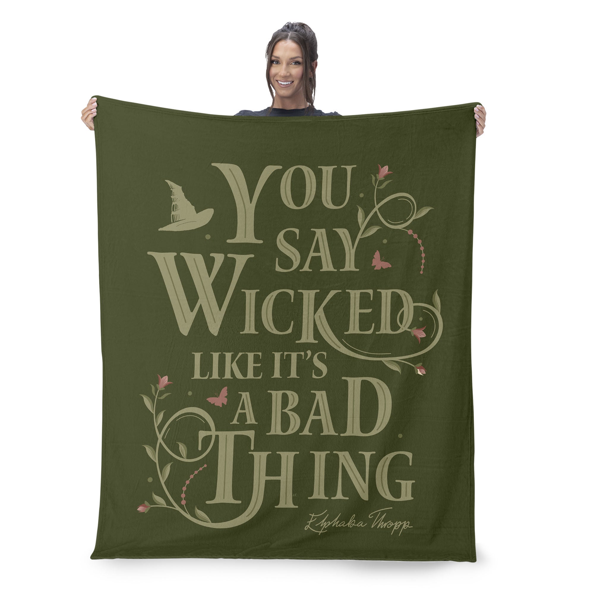 Wicked Say Wicked Silk Touch Throw Blanket 60x80 inches, GREEN, on-hover image number 1