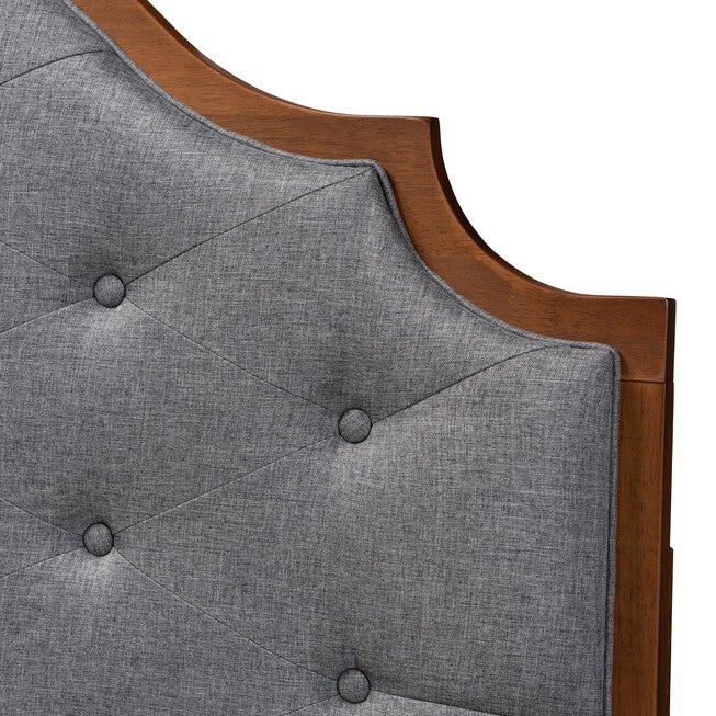 Premala Classic And Traditional Grey Fabric And Walnut Brown Finished Wood King Size Headboard, , alternate image number 2