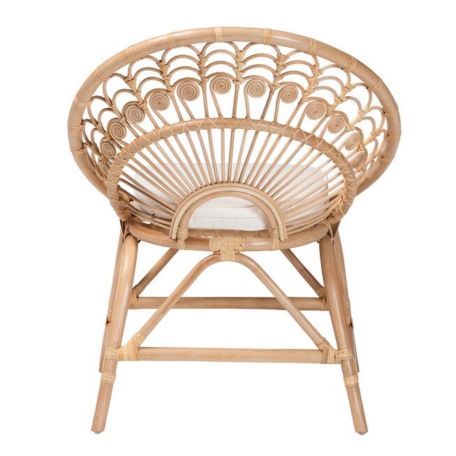 Abriella Modern Bohemian Natural Brown Rattan Peacock Accent Chair, , alternate image number 3