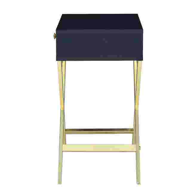Dark navy top and gold metal frame table