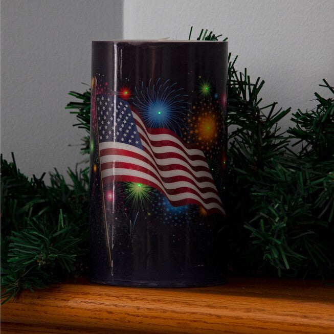 Patriotic Fiber Optic & LED Candle, , alternate image number null