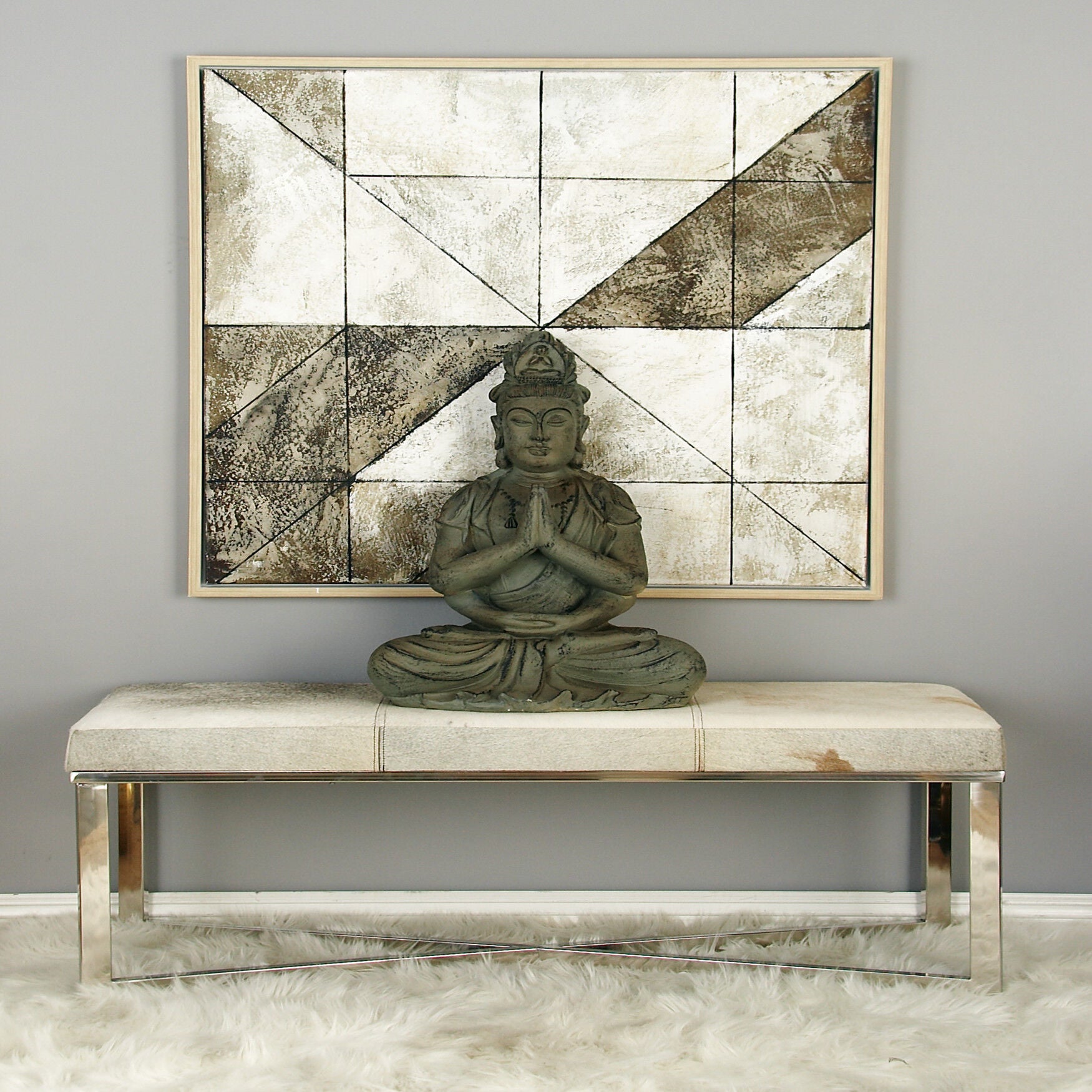 Grey Stainless Steel Contemporary Bench Bench, , alternate image number 5