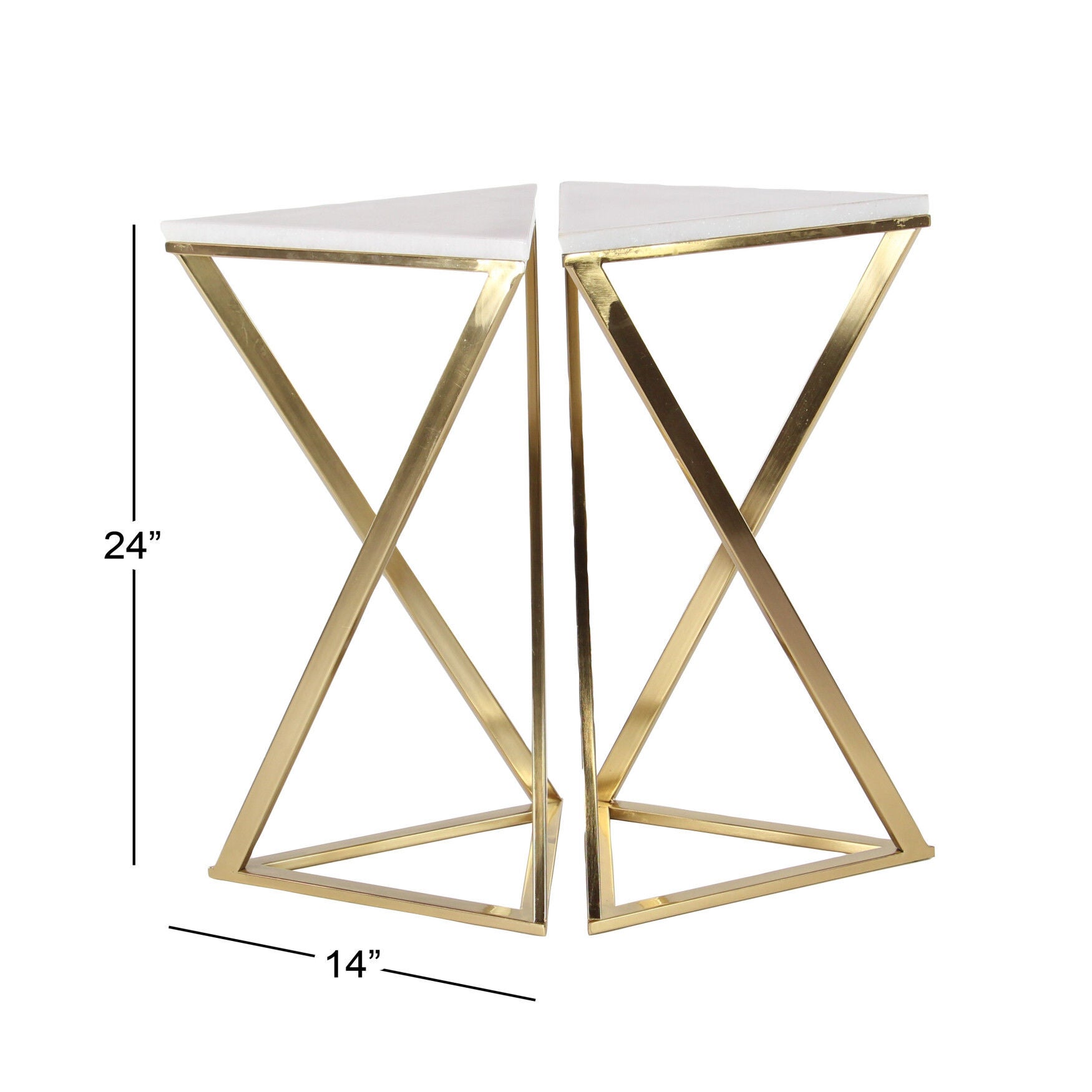 Set of 2 Gold Marble Contemporary Accent Table, 14 inches x 24 inches, , alternate image number 5