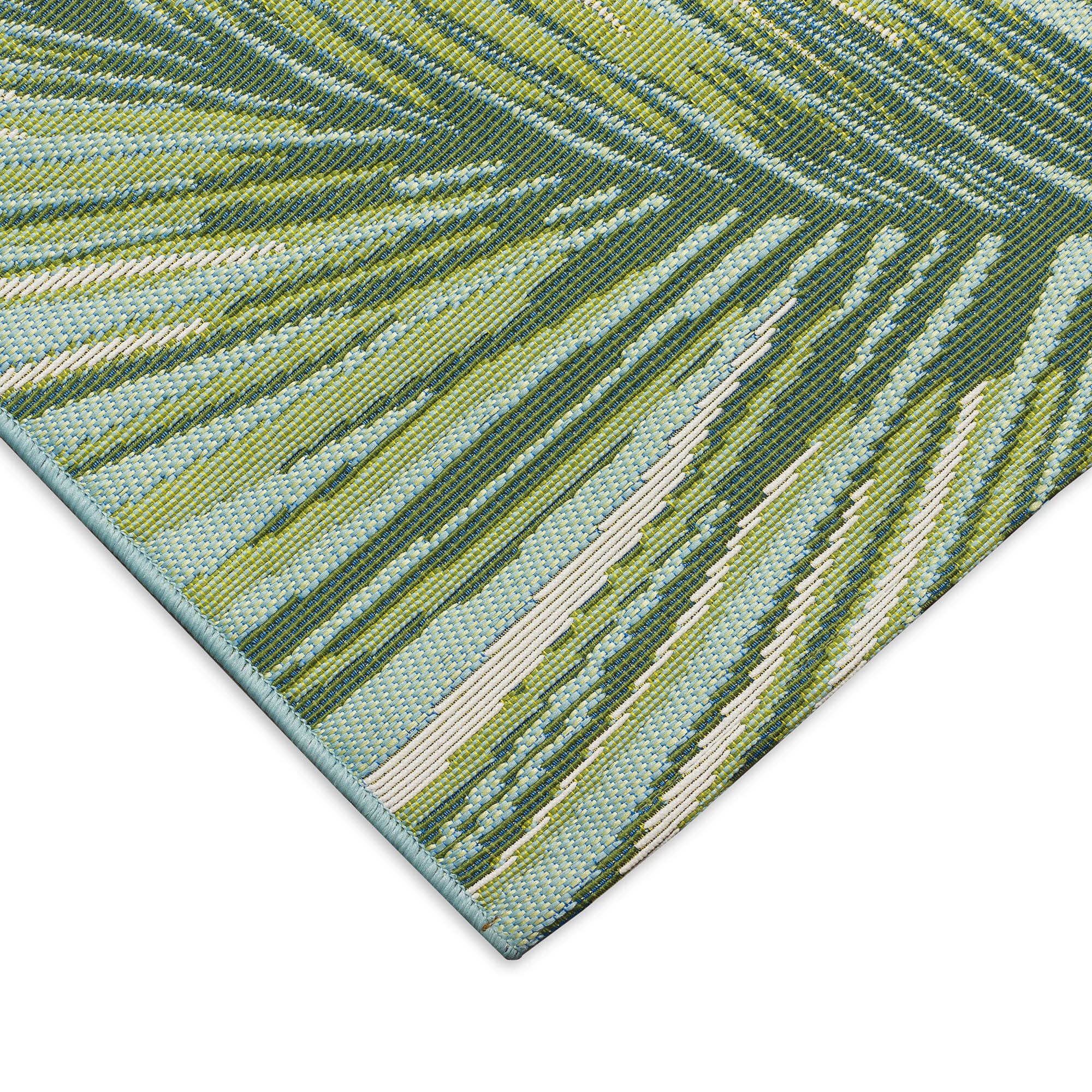 Liora Manne Marina Palm Border Indoor/Outdoor Area Rug Aqua 7 feet 10 inches x 9 feet 10 inches, AQUA, alternate image number 3