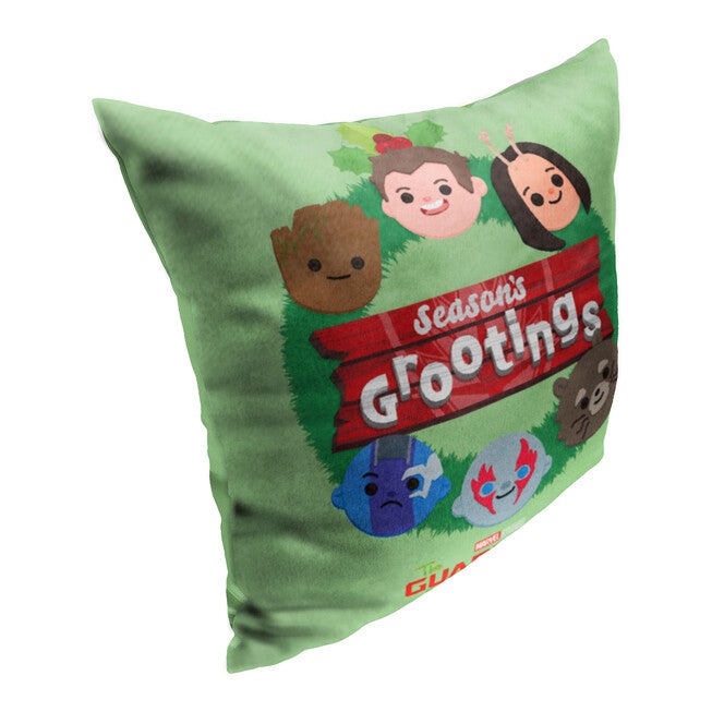 Marvel Gotg Holidayseasons Grootings Wreath 18X18 Printed Throw Pillow, , on-hover image number 1