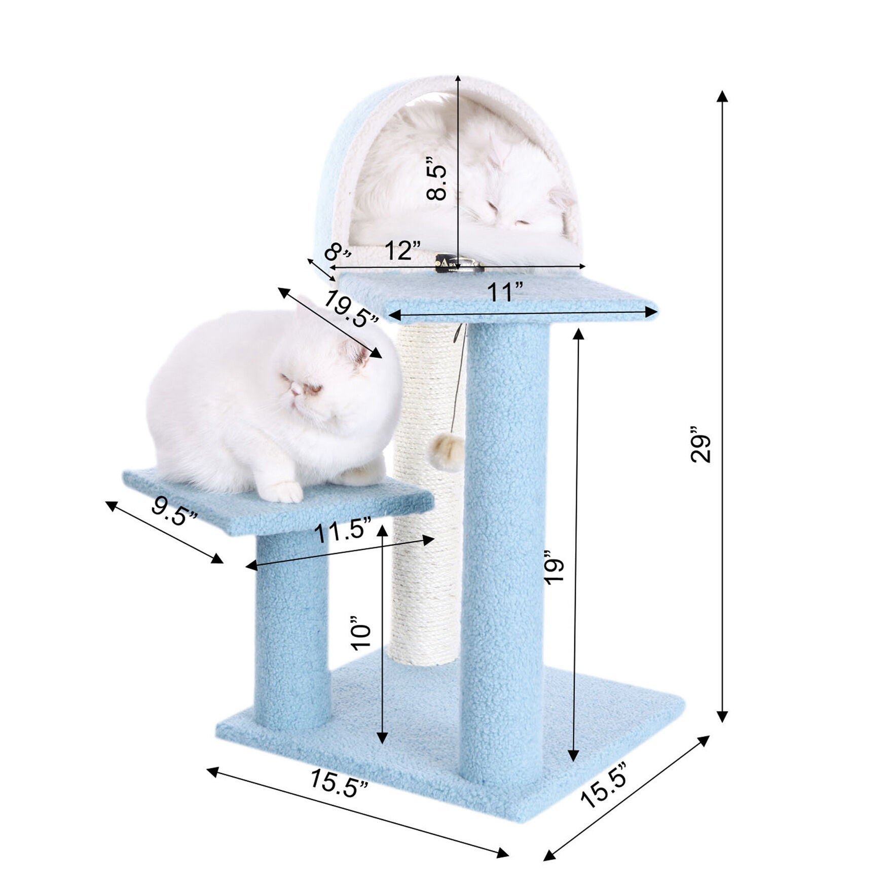 Real Wood 29 inches Cat Tree With Scratcher And Tunnel, , alternate image number 4