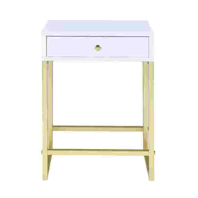 Stand-alone lavender accent table with drawer