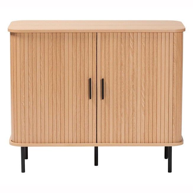Lucia Fluted Wood Storage Cabinet, LIGHT OAK, alternate image number 3