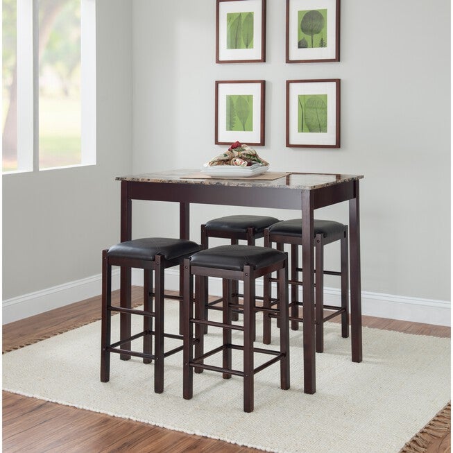 Lancer 5-Pc. Tavern Set Espresso Faux Marble, , alternate image number 2