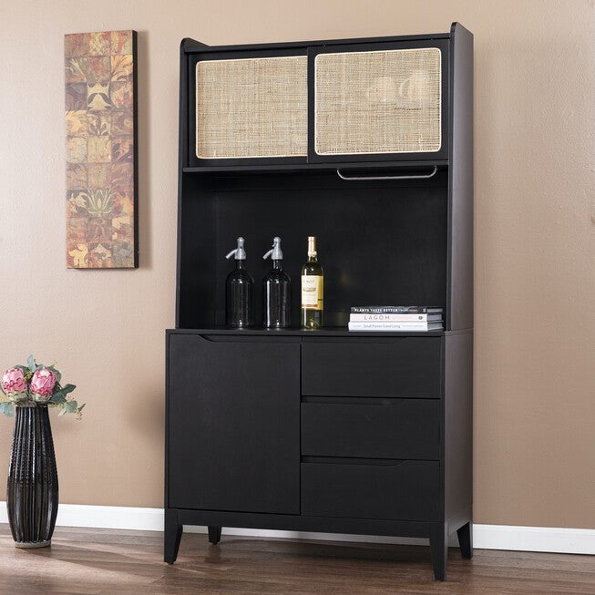 Carondale Tall Buffet Cabinet W Storage, BLACK, hi-res image number 0