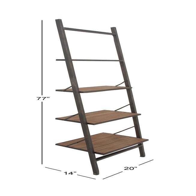 Dark Brown Wood Industrial Shelving Unit, 77 inches x 20 inches x 14 inches, , alternate image number null