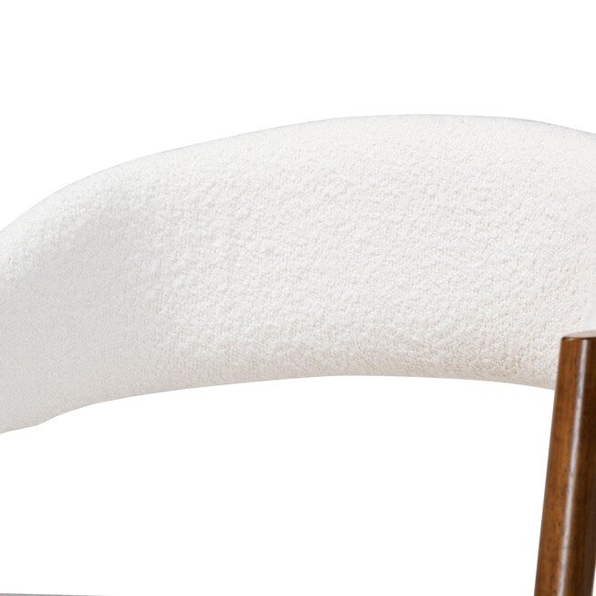 Virden Boucle Upholstered Dining Chair Set of 2- Mid-Century Modern Armchair with Solid Wood Frame and Curved Open-Back Design, WHITE, alternate image number 4