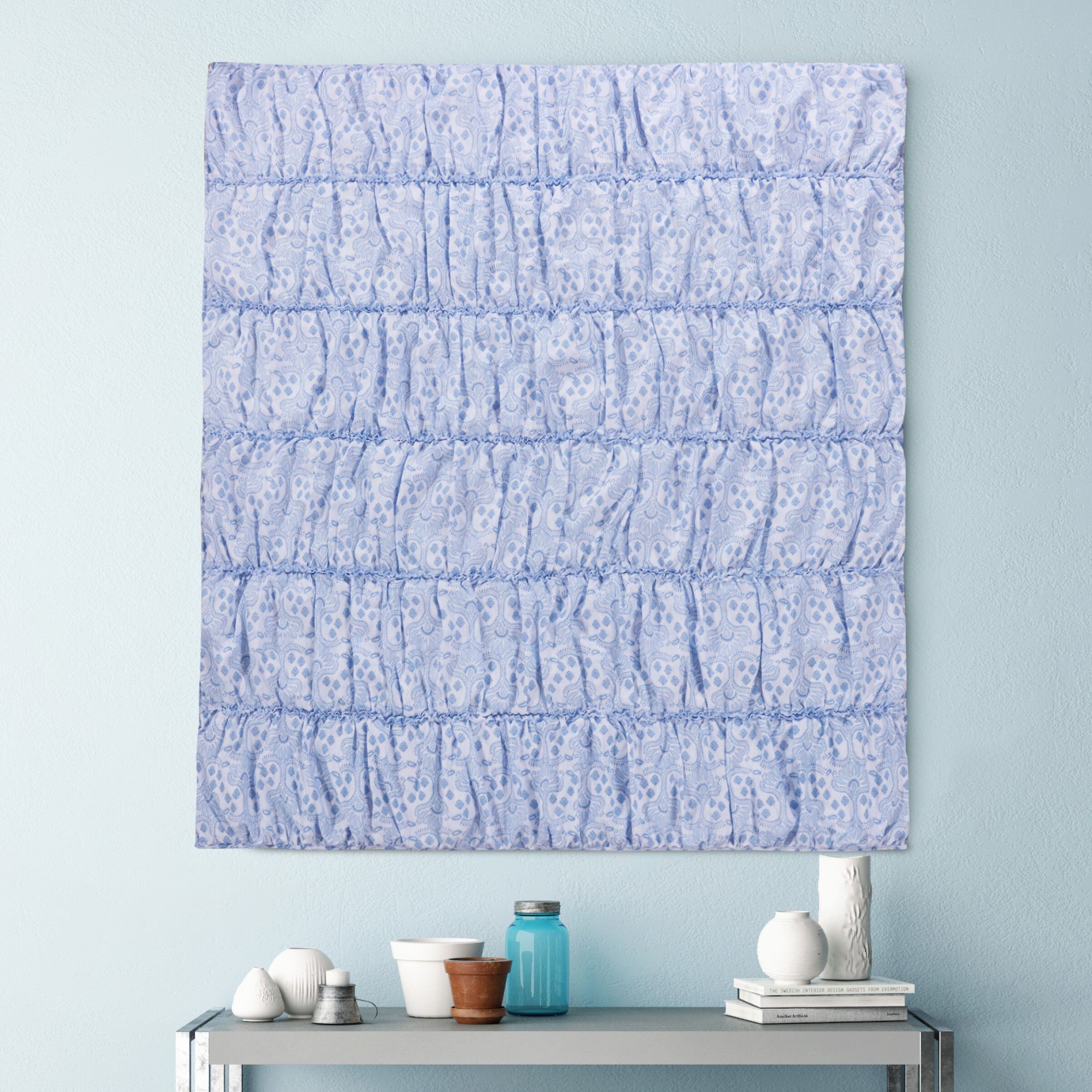 Helena Ruffle Quilted Throw Blanket, BLUE, alternate image number 3