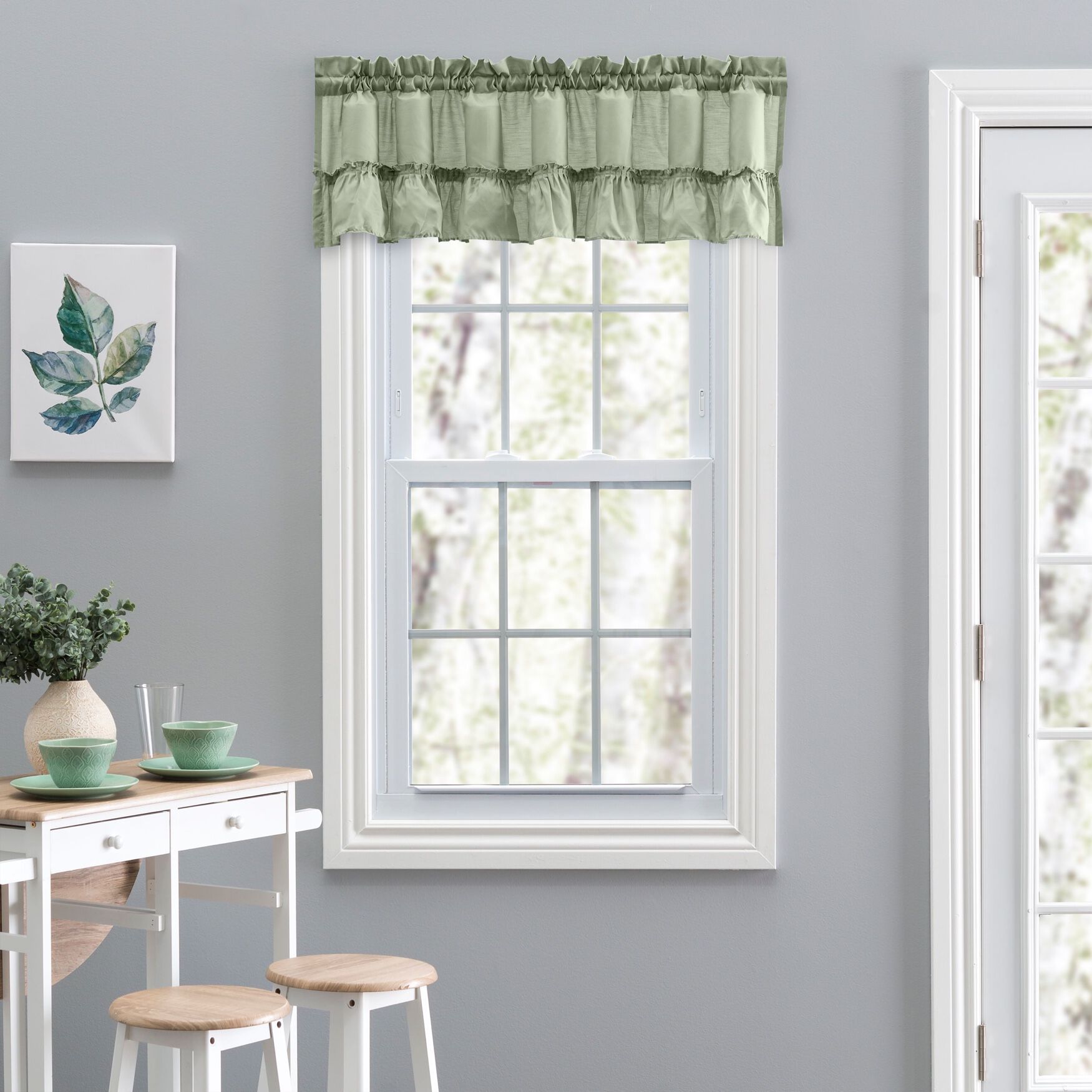 Stacey Curtain Ruffled Filler Valance, SAGE, hi-res image number 0