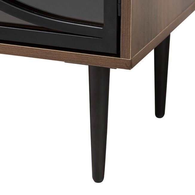 Carter Mid-Century Modern Industrial Walnut Brown Finished Wood And Black Metal 2-Door Sideboard, , alternate image number null