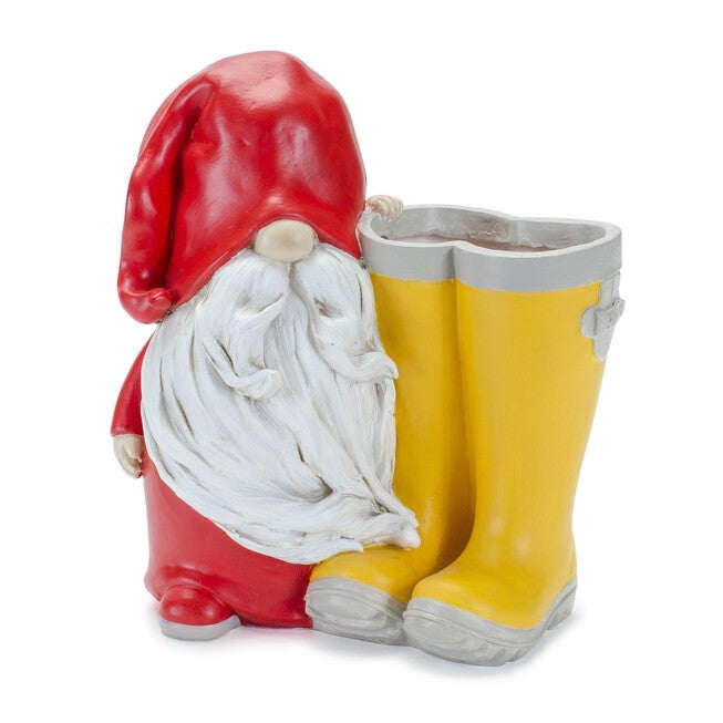 Garden Gnome With Rainboot Planter or Vase, Set Of 2, , alternate image number 2