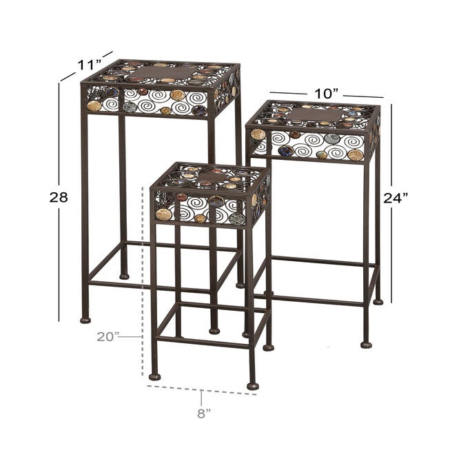 Set Of 3 Black Metal Traditional Plantstand, , alternate image number null