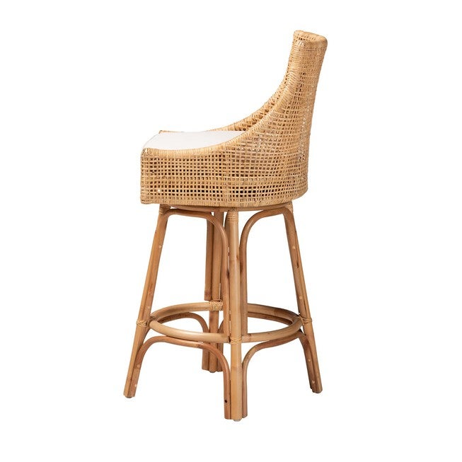 Bella Modern Bohemian Natural Brown Rattan Bar Stool, , alternate image number 2