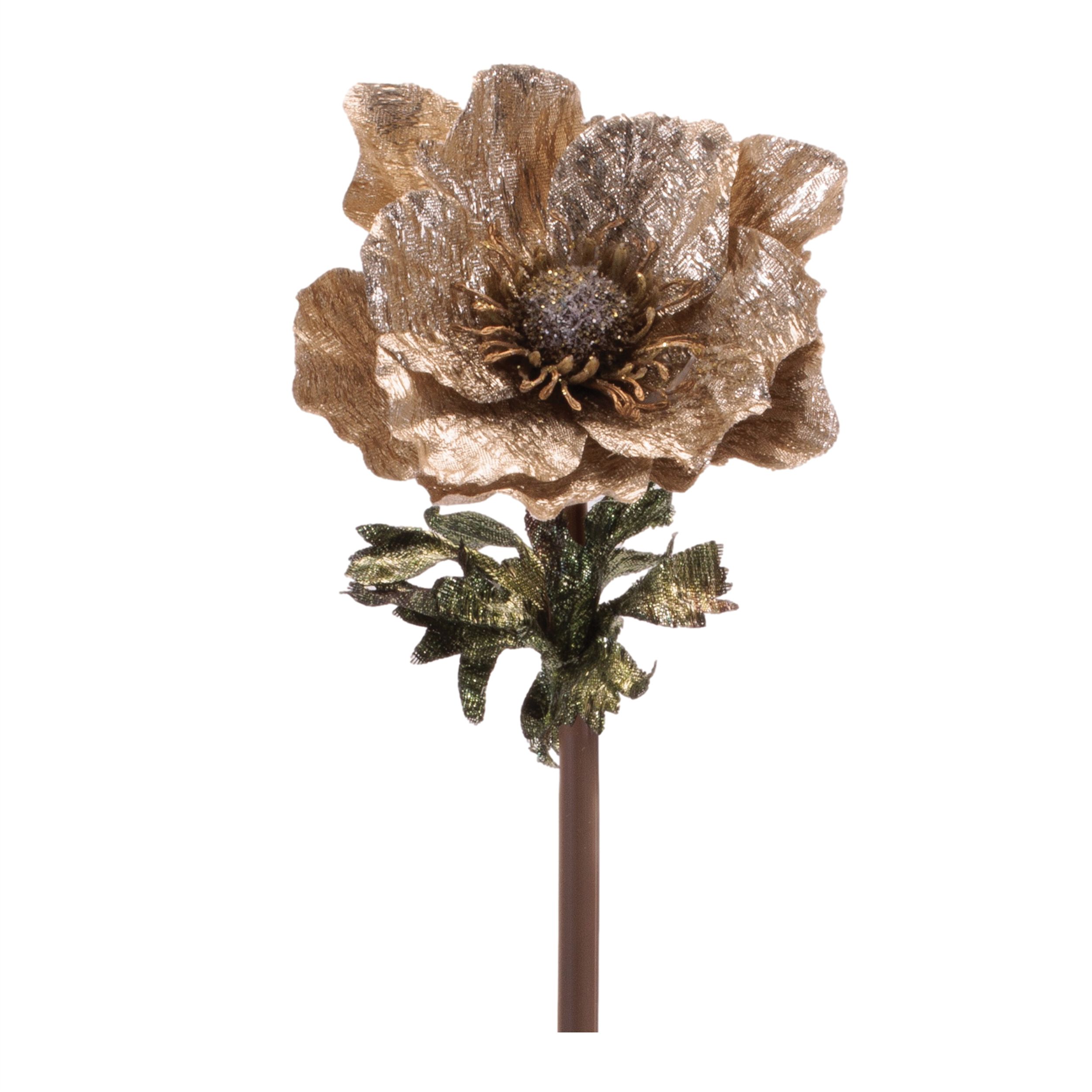 Metallic Anemone Flower Stem (Set of 4), GOLD, hi-res image number 0