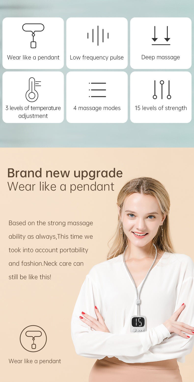 Hands Free EMS Neck Massager Heated 4 modes 15 levels, WHITE, alternate image number 4