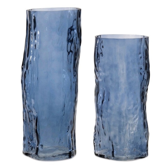 Blue Wavy Glass Vase (Set of 2), BLUE, hi-res image number 0