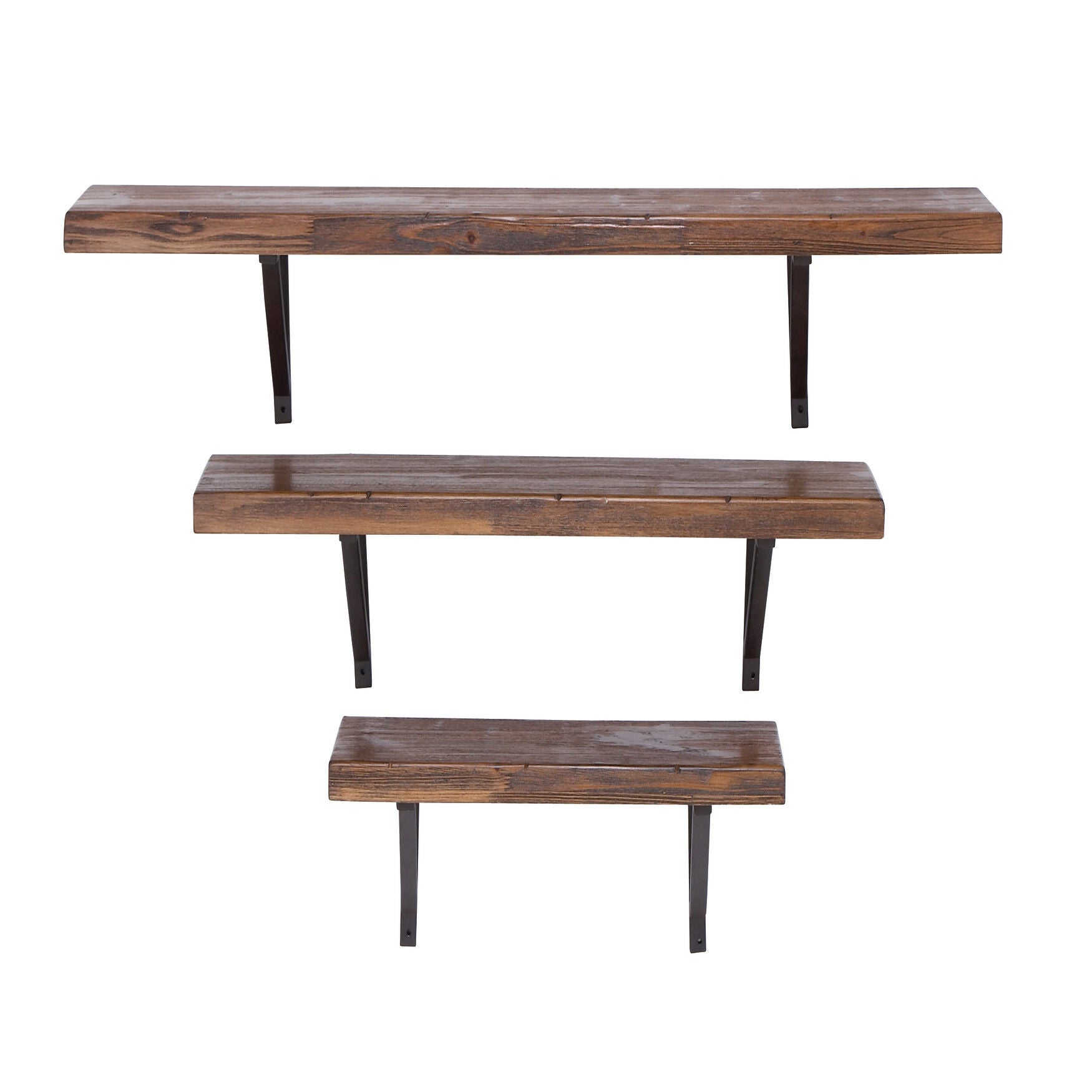 Set Of 3 Brown Wood Industrial Wall Shelf Wall Shelf, BROWN, hi-res image number 0