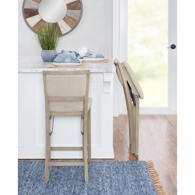 Keira Grey Wash Pad Back Folding Cnter Folding Stools, , alternate image number null
