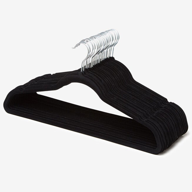 Mia Velvet Hangers, Set of 20, BLACK, hi-res image number null
